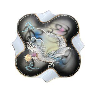Vintage Hand Painted Japanese Moriage Dragonware  Dish Ashtray Tray Japan